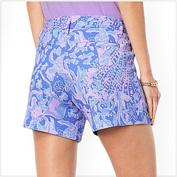 Lilly Pulitzer Callahan Knit Shorts in Bocca Blue Sea What I Sea NWT NWT 4 - Picture 2 of 6